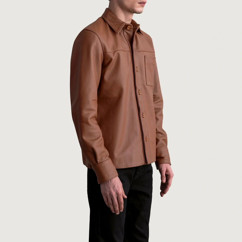 Scout Matte Ruskea Leather Shirt Miehille