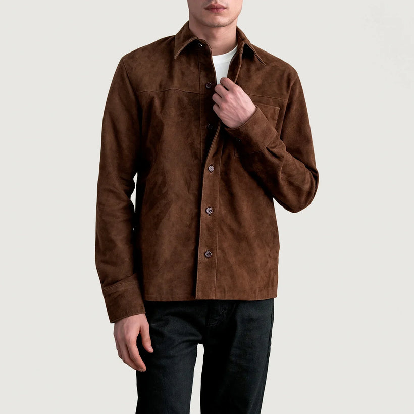 Scout Mocha Suede Leather Shirt Miehille