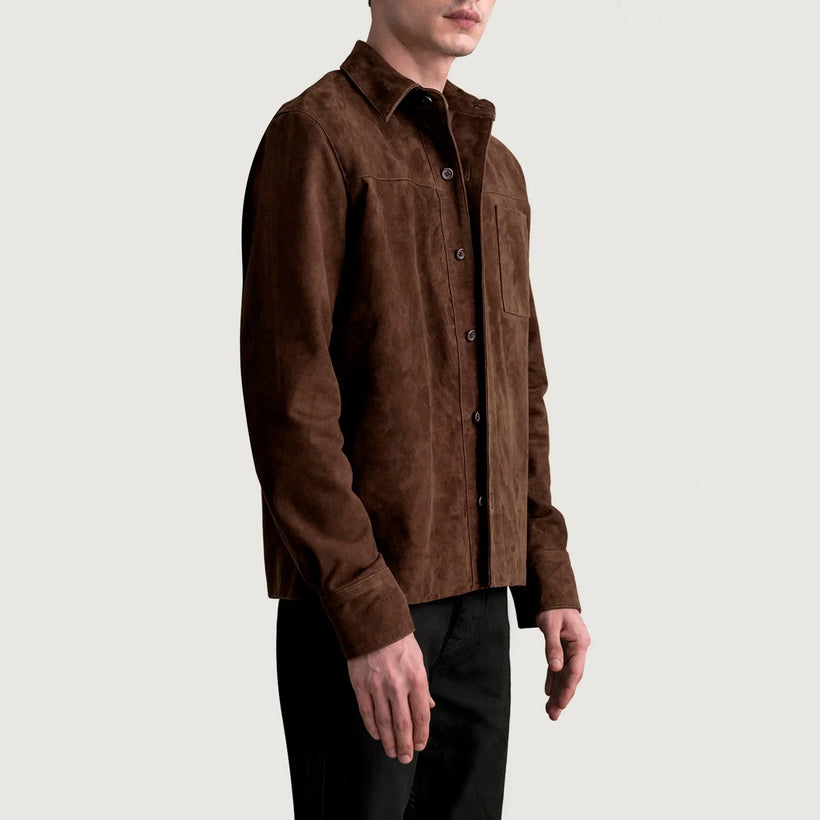Scout Mocha Suede Leather Shirt Miehille