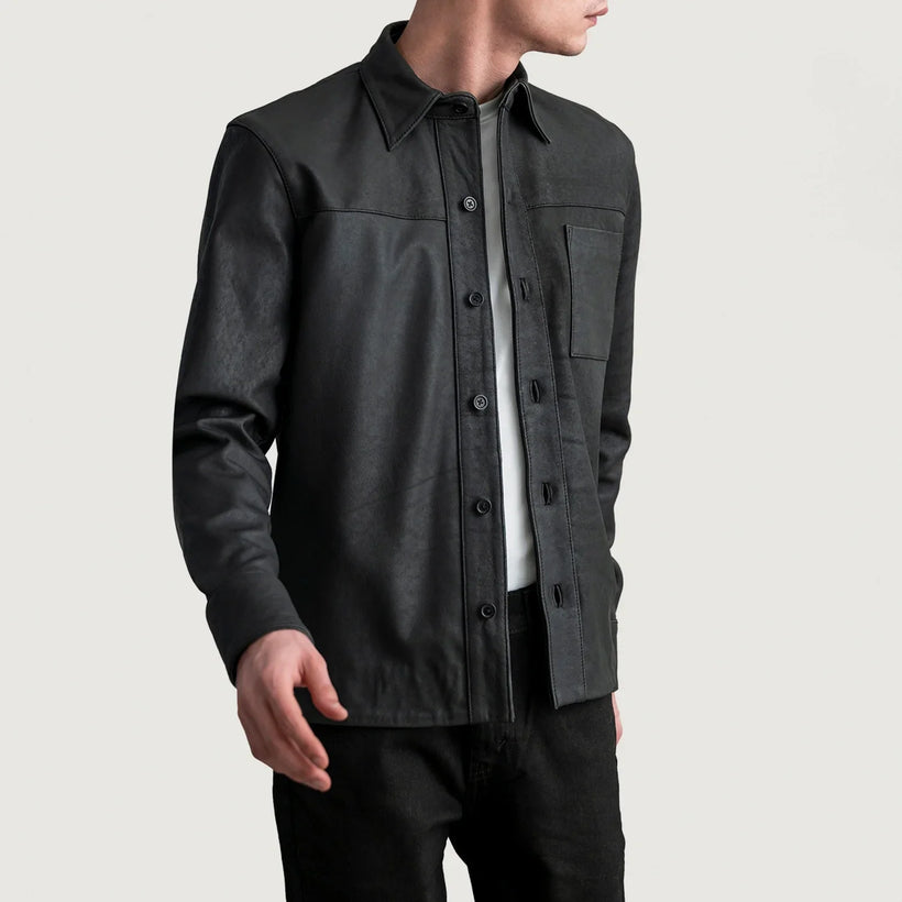 Scout Tumbled Musta Leather Shirt Miehille
