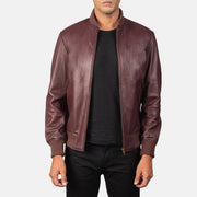 
Shane Kastanjanruskea Nahkainen Pommitakki Miehille in Maroon Sheepskin Leather - Edestä ja räätälöity siluetti | Osta verkosta