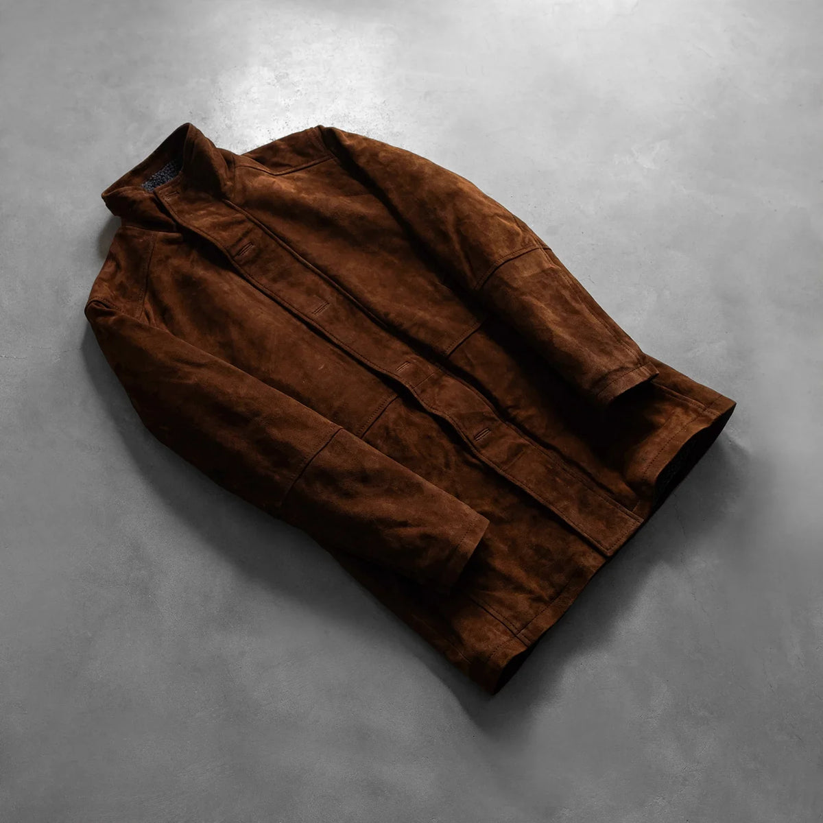 Open hem &amp; Hem Craftsmanship Construction Detail on Men's Sheriff Ruskea Mokkanahkatakki Miehille