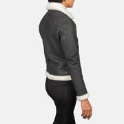 
Sherilyn B-3 Musta Nahkainen Pommitakki Naisille – alternate product view 5