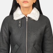 
Sherilyn B-3 Musta Nahkainen Pommitakki Naisille – alternate product view 6