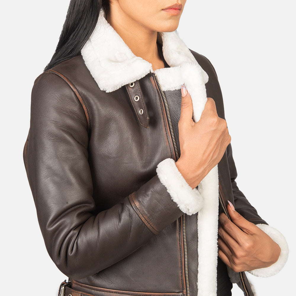 
Sherilyn B-3 Musta Nahkainen Pommitakki Naisille – alternate product view 6