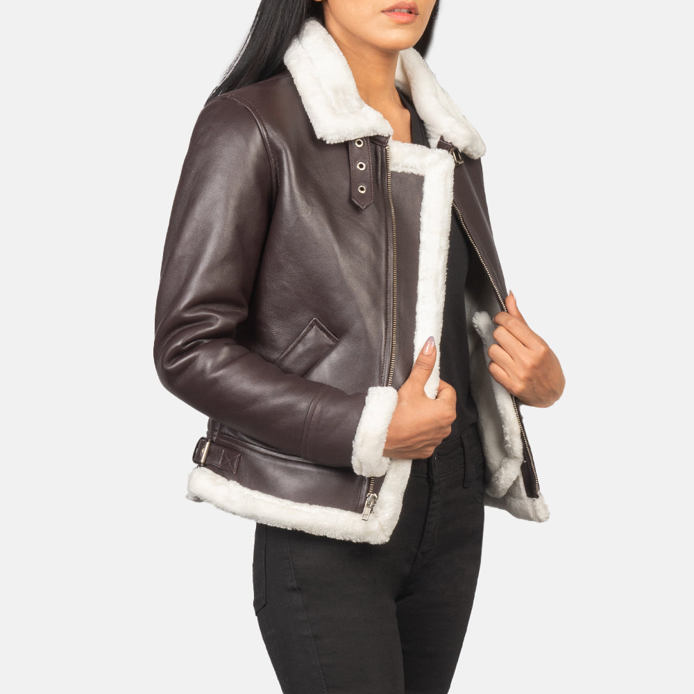 
Sherilyn B-3 Musta Nahkainen Pommitakki Naisille – alternate product view 6