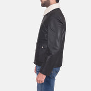 
Black Goatskin Leather Aviator Jacket - Takaa istuvilla olkapäillä ja siistillä helmalla