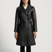 
Sweet Susan Musta Nahkainen Trenssitakki Naisille in Black Sheepskin Leather - Edestä ja räätälöity siluetti | Osta verkosta