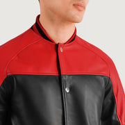 Terrance Musta Varsity Nahkatakki Miehille – alternate product view 3