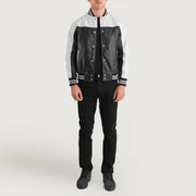 Terrance Musta Varsity Nahkatakki Miehille – alternate product view 3