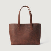
The Bianca Vintage Distressed Brown Leather Tote Bag For Women - Rakenteellinen sivuprofiili ja tilavuus