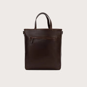 
Vintage Brown Full-Grain leather Bag - Takanäkymä vahvistetuilla nahkahihnoilla