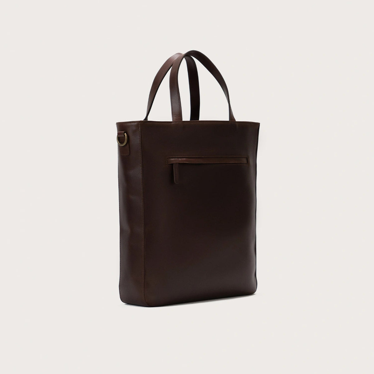 
The Poet Vintage Brown Leather Tote Bag For Men & Women - Rakenteellinen sivuprofiili ja tilavuus