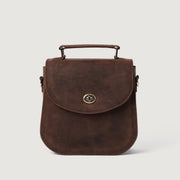 
The Sandra Vintage Distressed Brown Leather Saddle Bag For Women - Rakenteellinen sivuprofiili ja tilavuus