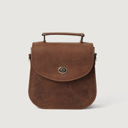 
The Sandra Vintage Vaaleanruskea Leather Saddle Bag For Women - Rakenteellinen sivuprofiili ja tilavuus