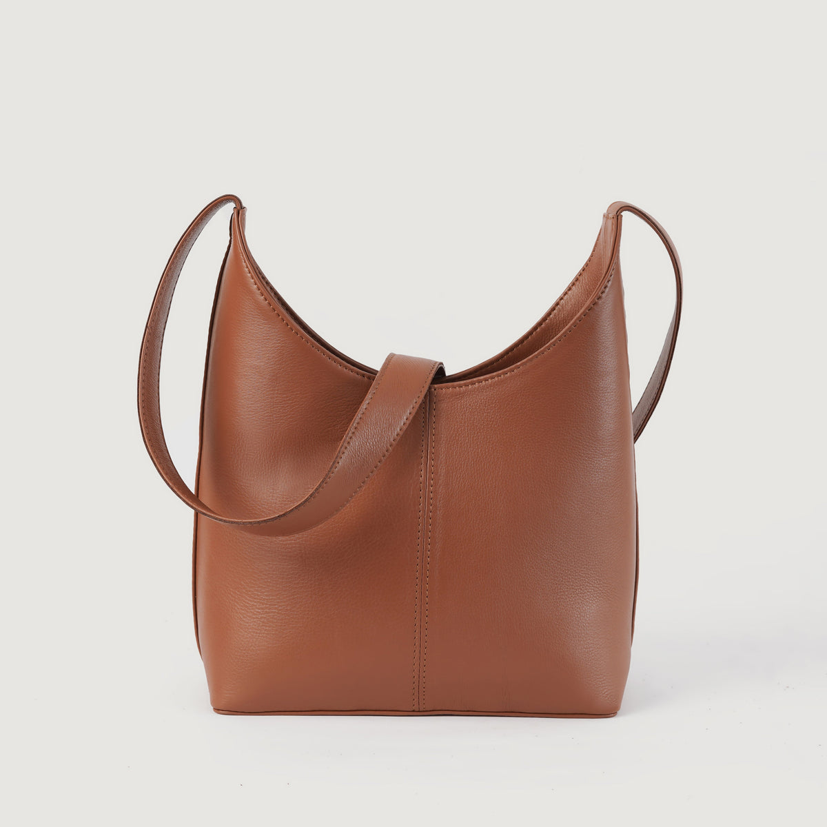 The Stefani Brown Leather Hobo Bag For Women in Brown Full-Grain Leather - Front Profile View & Tailored Silhouette | Buy Online