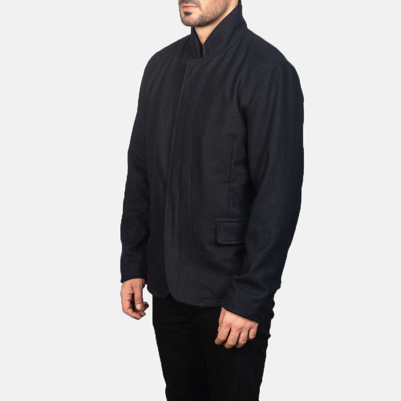 Thomas Musta Wool Nahkatakki Miehille