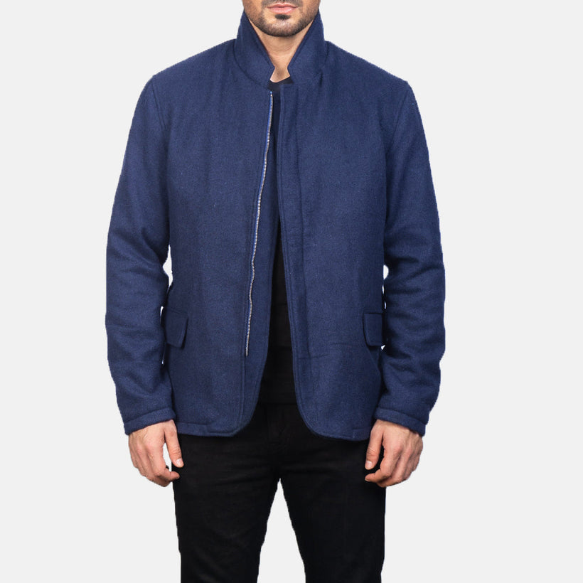 Thomas Sininen Wool Nahkatakki Miehille