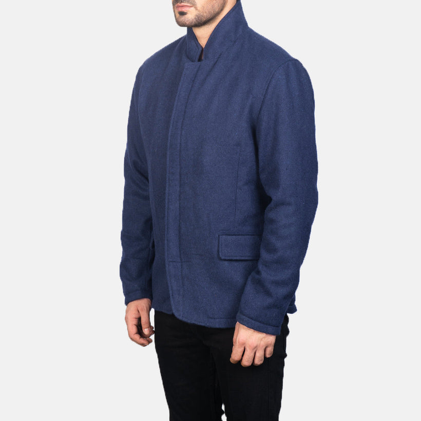 Thomas Sininen Wool Nahkatakki Miehille