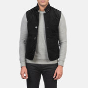 Men's Tony Musta Suede Vest Miehille in Black Goatskin Suede - Front Profile View &amp; Tailored Silhouette | Buy Online