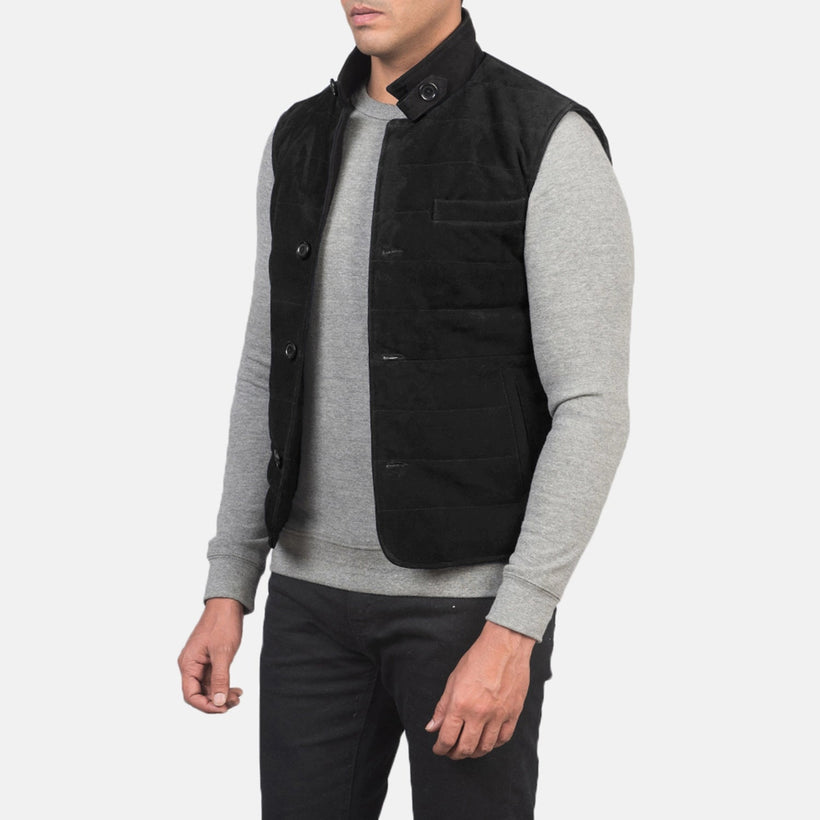 Tony Musta Suede Vest Miehille