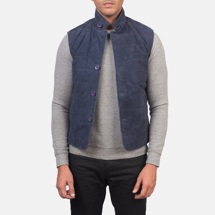 Tony Blue Suede Vest Miehille