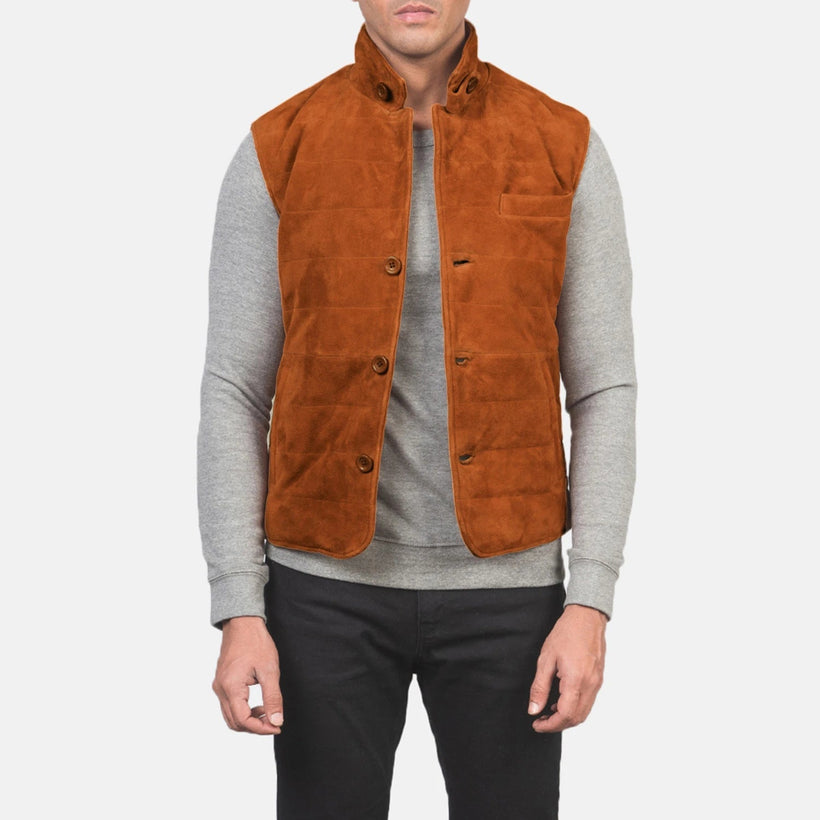Tony Ruskea Suede Vest Miehille