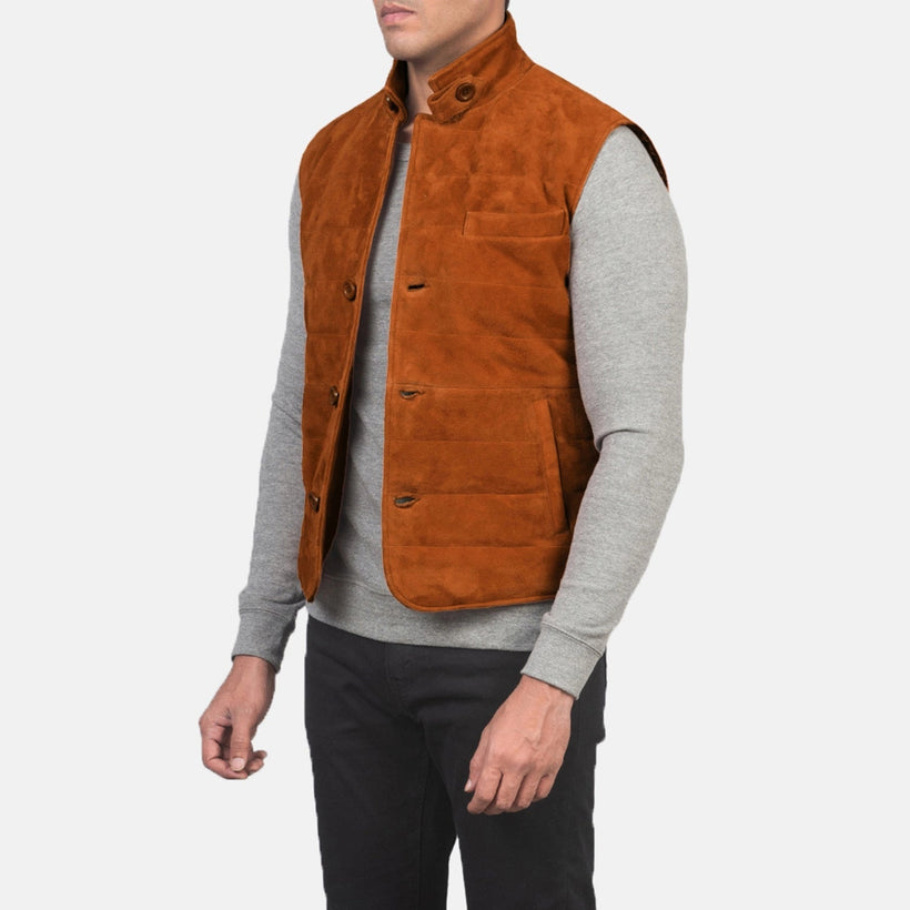 Tony Ruskea Suede Vest Miehille