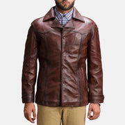 
Vincent Alley Ruskea Nahkatakki Miehille in Brown Sheepskin Leather - Edestä ja räätälöity siluetti | Osta verkosta