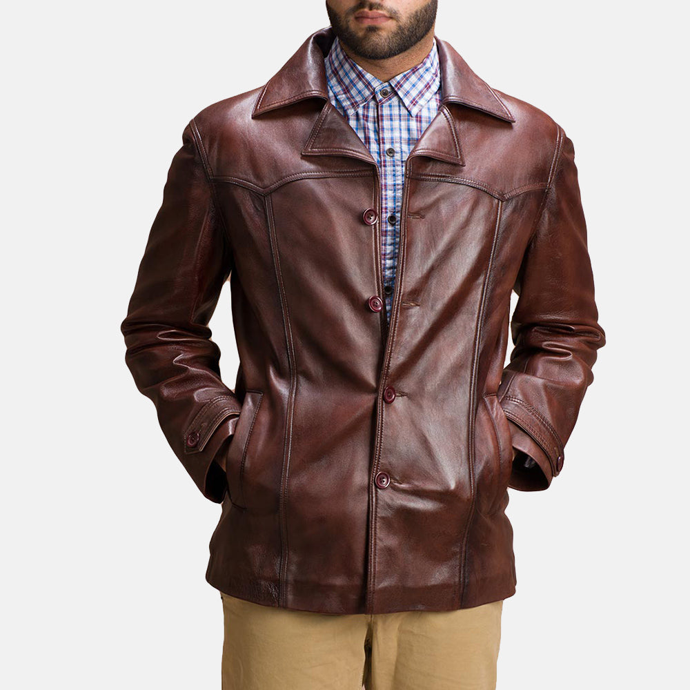 
Brown Sheepskin leather Coat - Takaa istuvilla olkapäillä ja siistillä helmalla