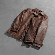 
Open Hem & Hem Craftsmanship Construction Detail on Vincent Alley Ruskea Nahkatakki Miehille