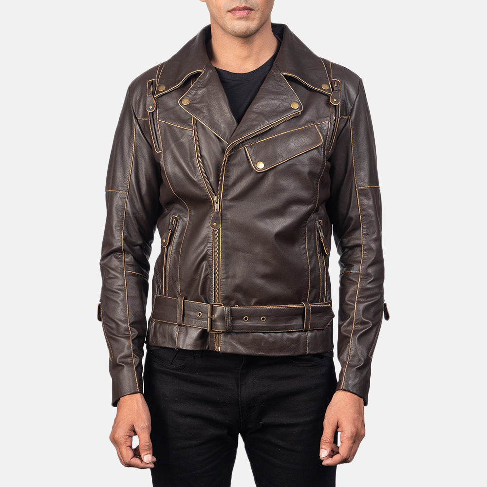 Vincent Musta Nahkainen Biker-takki Miehille – alternate product view 3