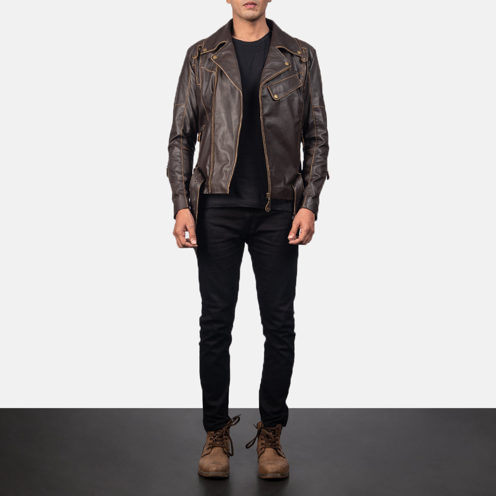 Vincent Musta Nahkainen Biker-takki Miehille – alternate product view 4