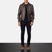 Vincent Musta Nahkainen Biker-takki Miehille – alternate product view 4