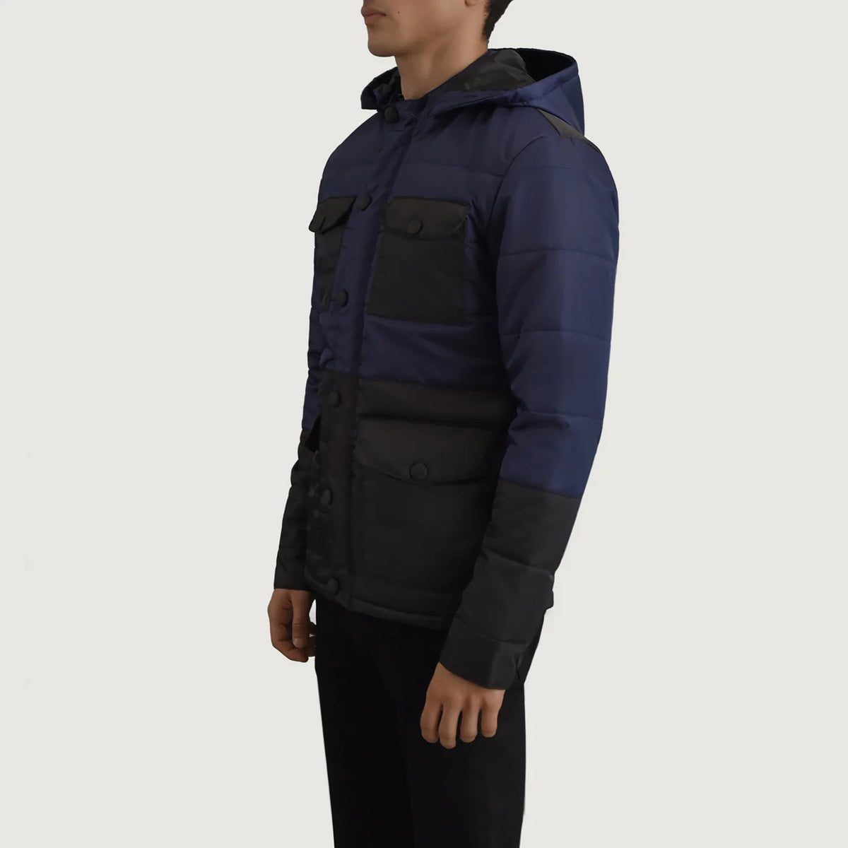 
Black + Blue Full-Grain Leather Hooded Jacket - Takaa istuvilla olkapäillä ja siistillä helmalla