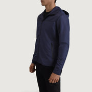 
Blue Full-Grain Leather Hooded Jacket - Takaa istuvilla olkapäillä ja siistillä helmalla