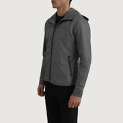 
Grey Full-Grain Leather Hooded Jacket - Takaa istuvilla olkapäillä ja siistillä helmalla