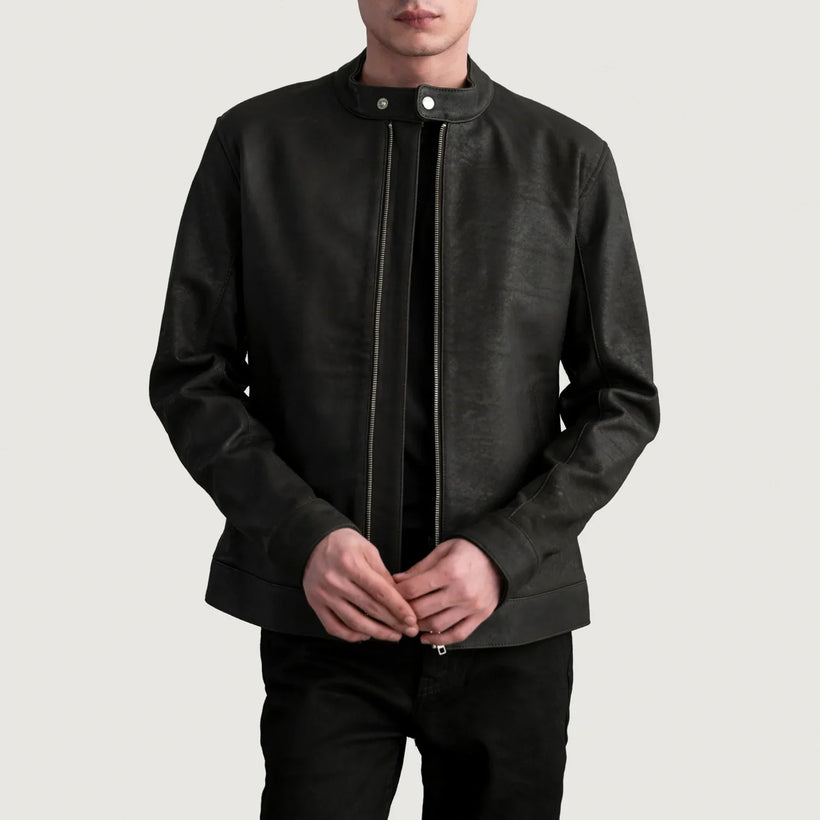 Zen Tumbled Ruskea Nahkainen Biker-takki Miehille