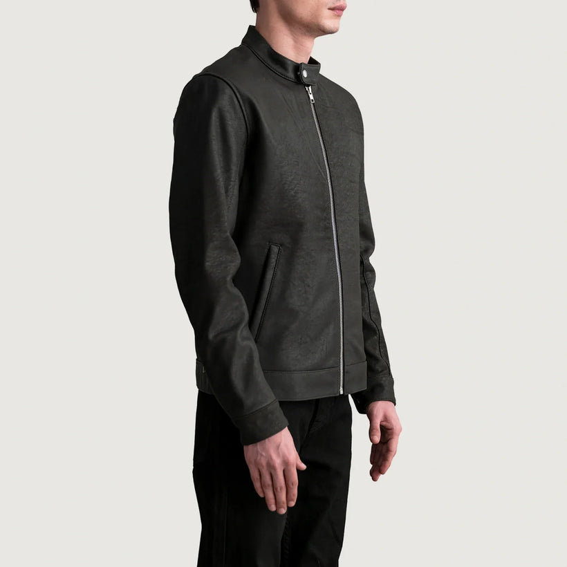 Zen Tumbled Ruskea Nahkainen Biker-takki Miehille