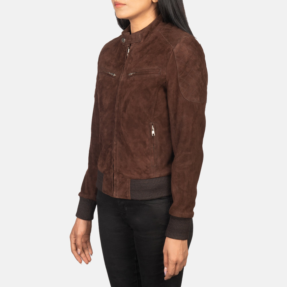 
Brown Goat Suede Bomber Jacket - Takaa istuvilla olkapäillä ja siistillä helmalla